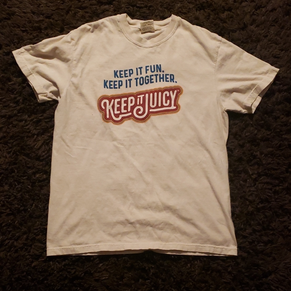 Comfort Colors White Tee with Blue and Red Text